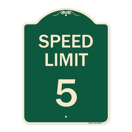 Signmission Speed Regulation Speed Limit 5 Mph Heavy-Gauge Aluminum Architectural Sign, 24" x 18", G-1824-22876 A-DES-G-1824-22876